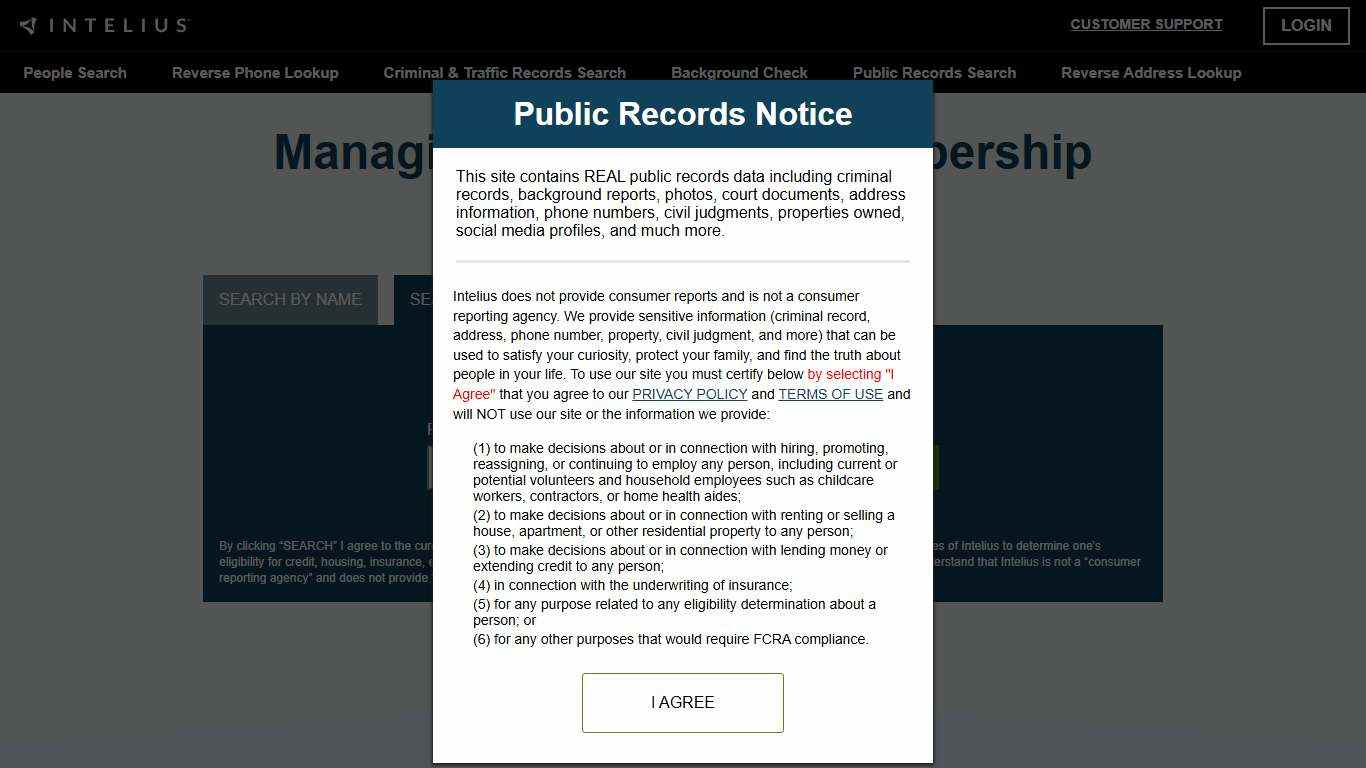 Managing Your Intelius Membership